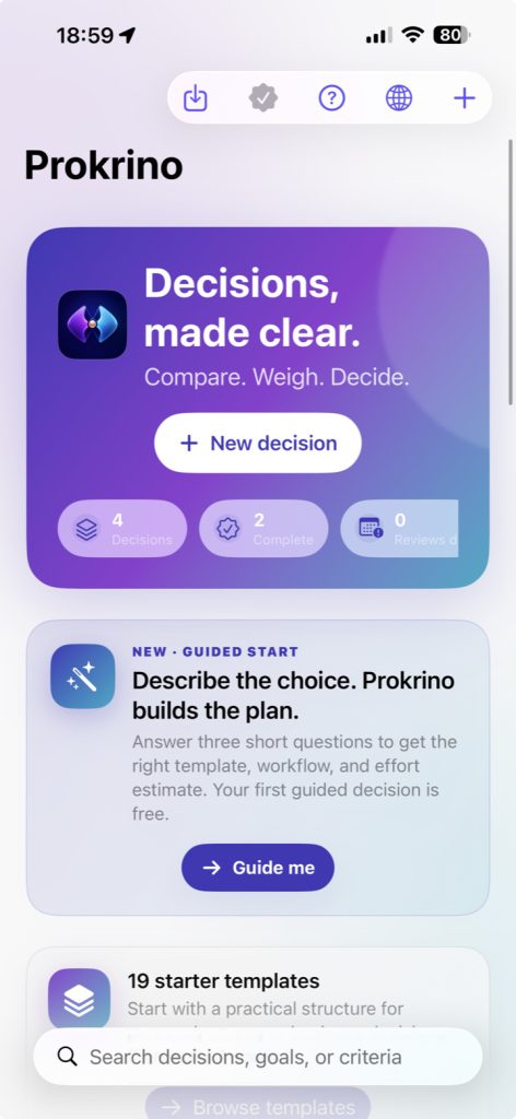 Prokrino — dashboard